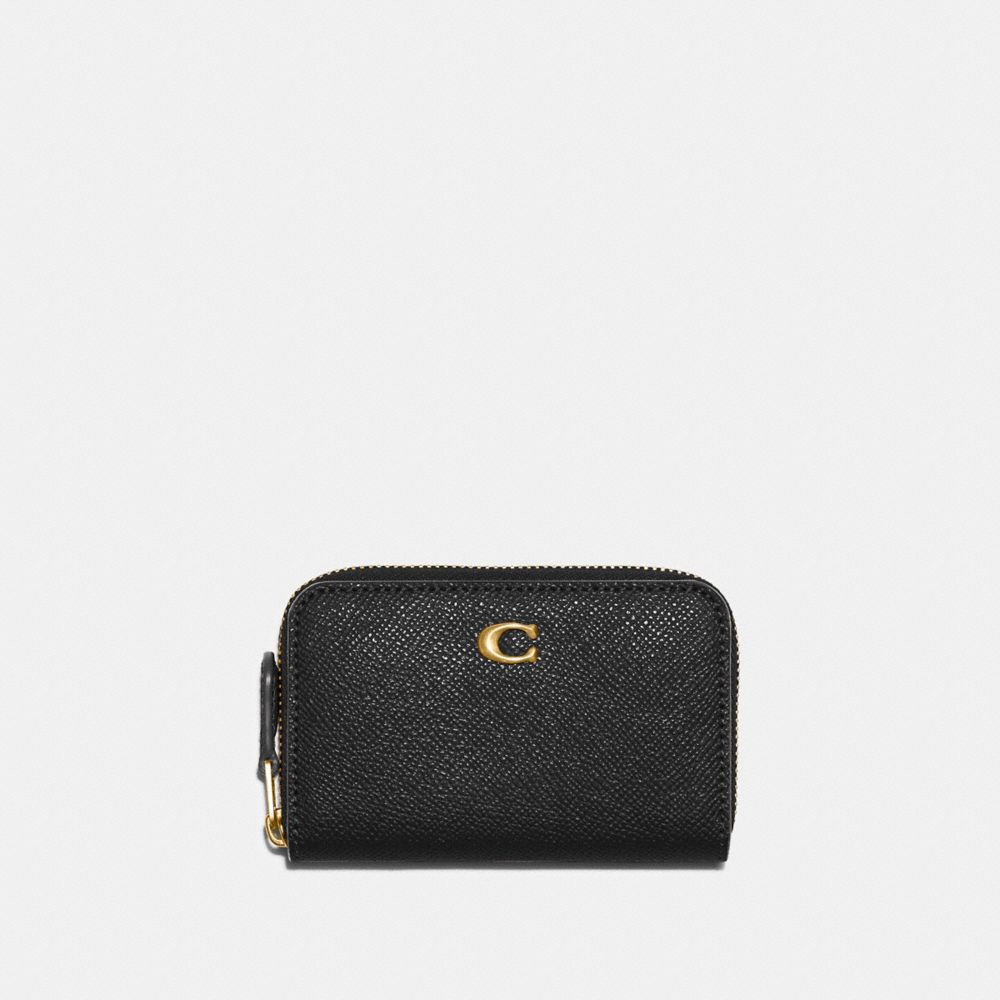 【美品】COACH ポーチ クロスグレイン レザー ロゴ 黒 ブラック