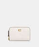 COACH®,SMALL ZIP AROUND CARD CASE,Pebble Leather,Mini,Brass/Chalk,Front View