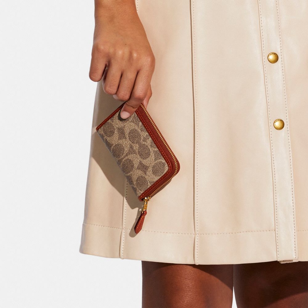 Coach Small Zip Around Card Case In Signature Canvas Big Apple Buddy