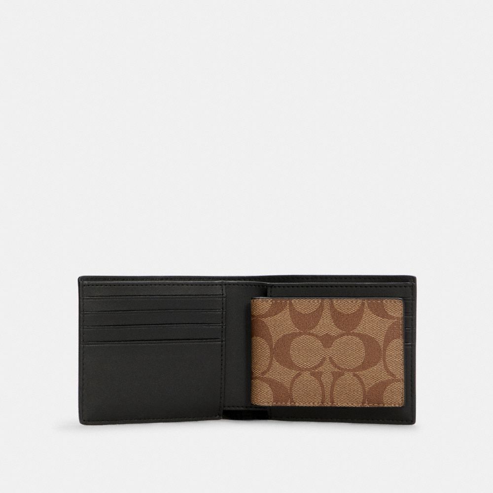 3 In 1 Wallet In Signature Canvas With Coach Radial Rainbow