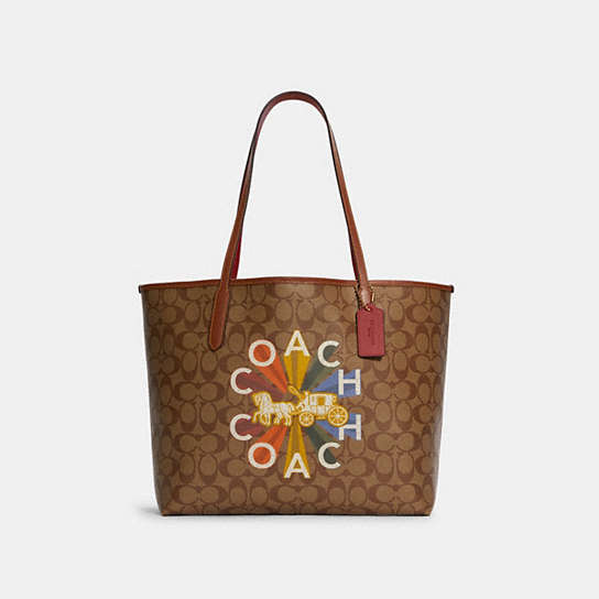 COACH® | City Tote In Signature Canvas With Coach Radial Rainbow