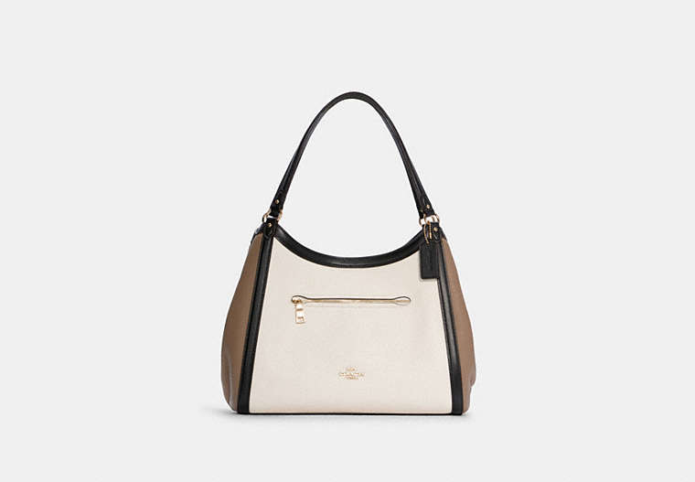 COACH®,KRISTY SHOULDER BAG IN COLORBLOCK,Smooth Leather,Large,Gold/Chalk Multi,Front View