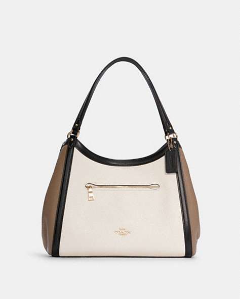 COACH®,KRISTY SHOULDER BAG IN COLORBLOCK,Smooth Leather,Large,Gold/Chalk Multi,Front View