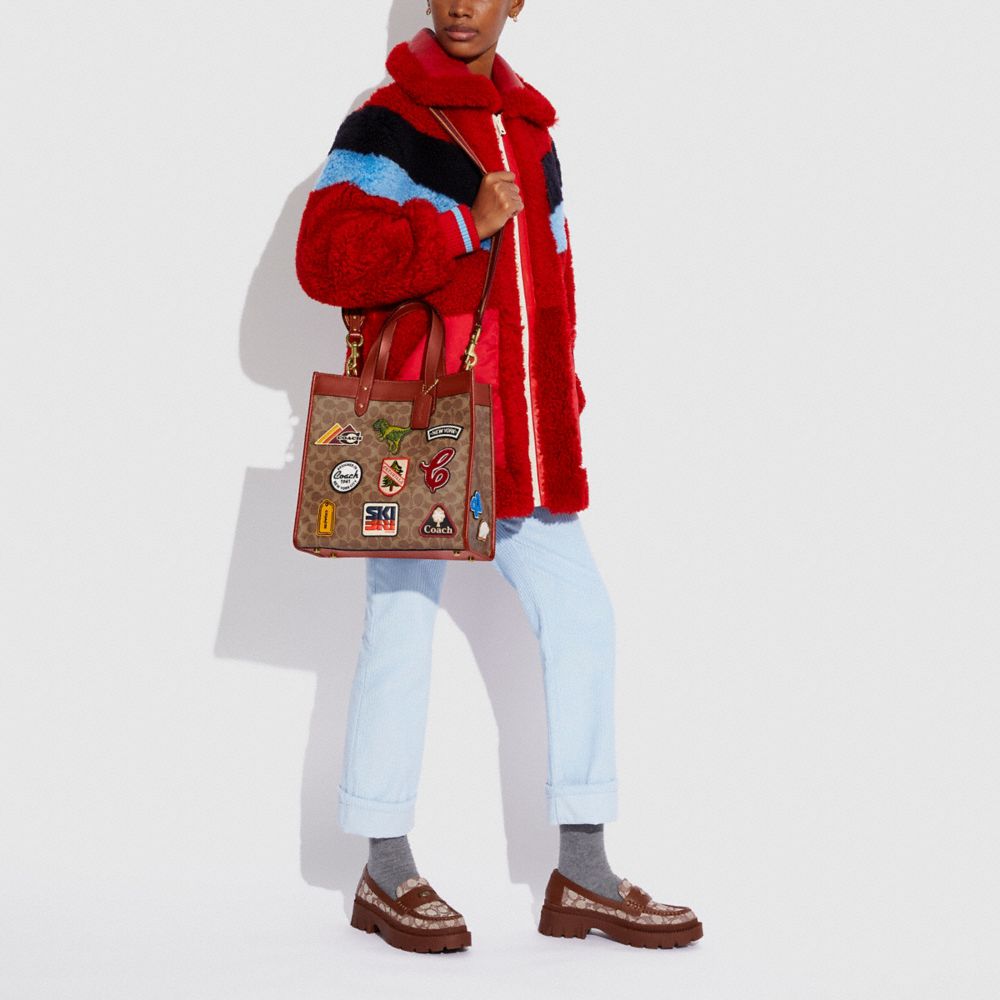 COACH® | Field Tote In Signature Canvas With Patches