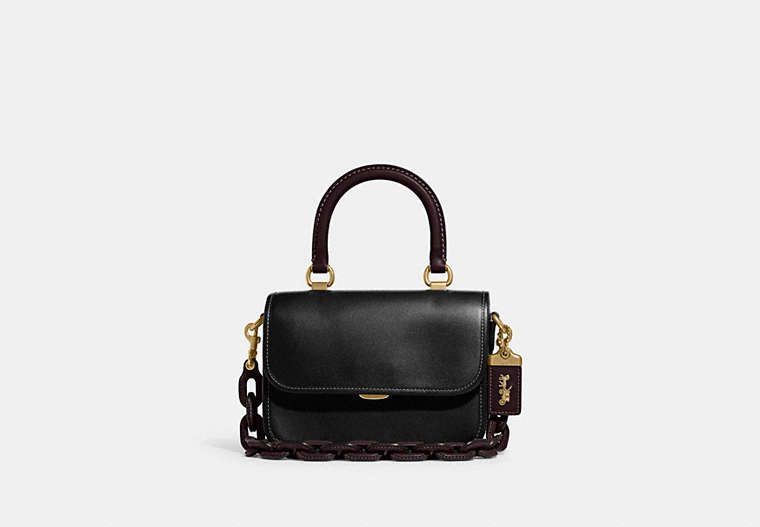 COACH®,ROGUE TOP HANDLE IN COLORBLOCK,Smooth Leather,Small,Brass/Black Multi,Front View