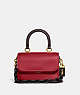 COACH®,ROGUE TOP HANDLE IN COLORBLOCK,Smooth Leather,Small,Brass/Brick Red Multi,Front View