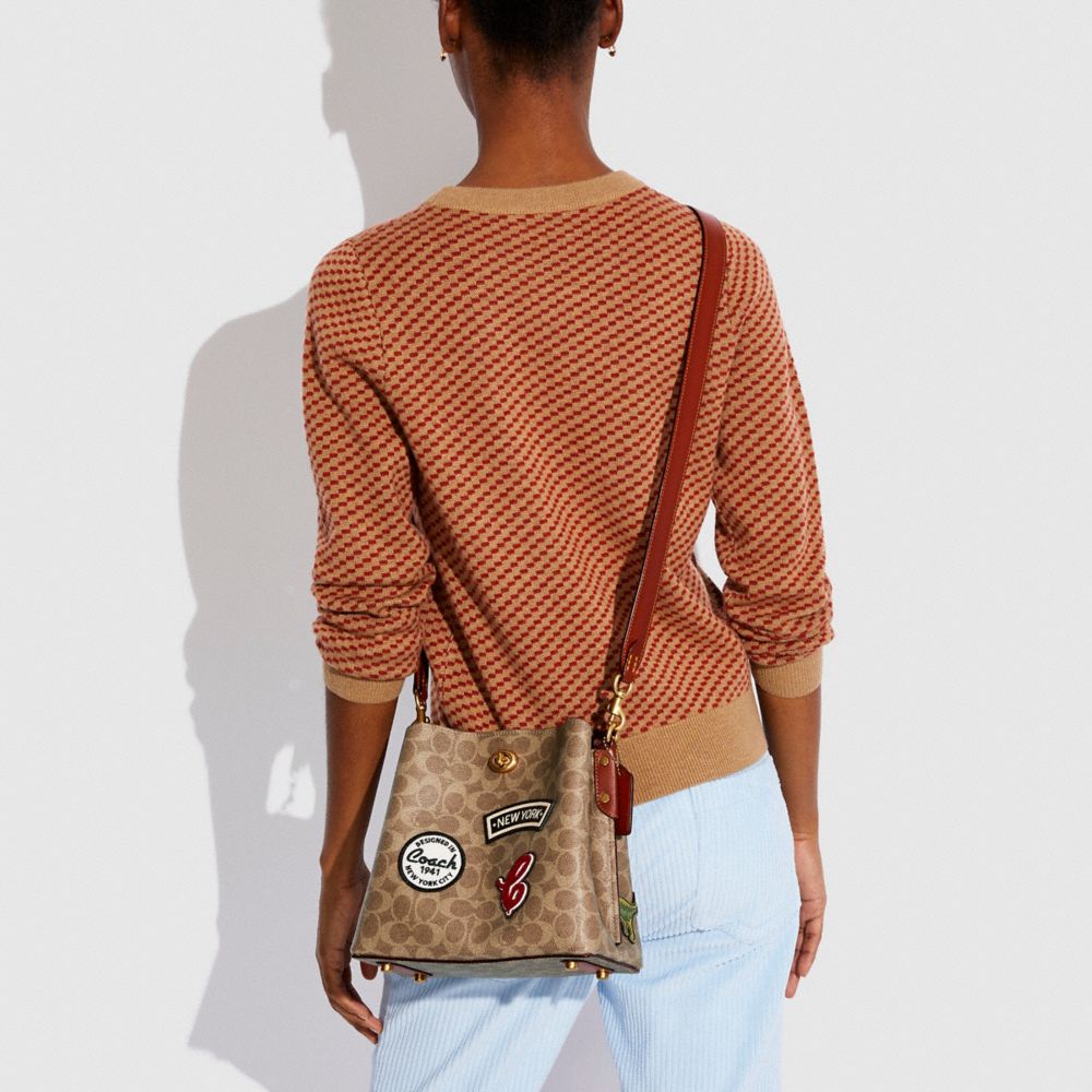 COACH® | Willow Bucket Bag In Signature Canvas With Patches