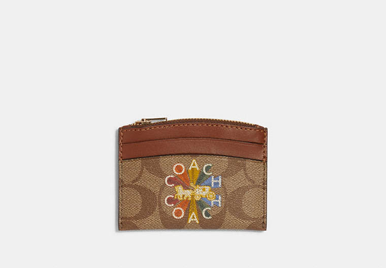 Shaped Card Case In Signature Canvas With Coach Radial Rainbow image number 0