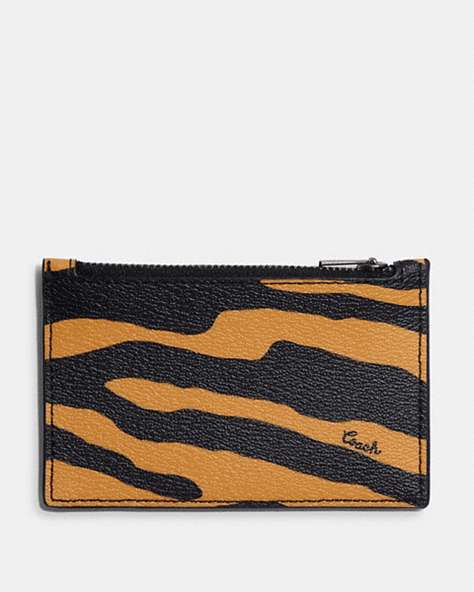 Zip Card Case With Tiger Print
