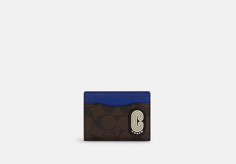 Magnetic Card Case In Colorblock Signature Canvas With Coach Patch image number 0