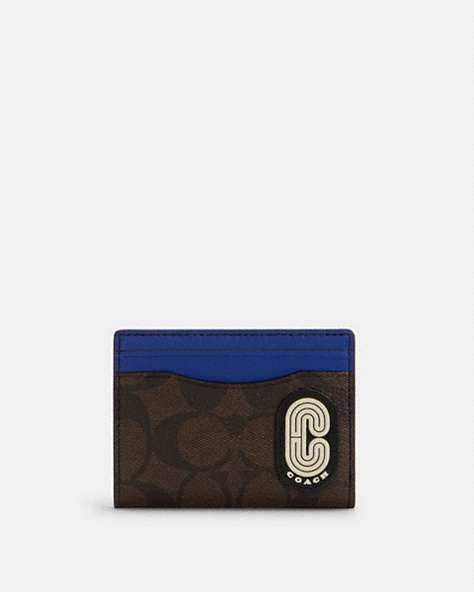 Magnetic Card Case In Colorblock Signature Canvas With Coach Patch