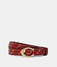 COACH®,SIGNATURE BUCKLE BELT WITH HORSE AND CARRIAGE PRINT, 25MM,n/a,Gold/Bright Red,Front View