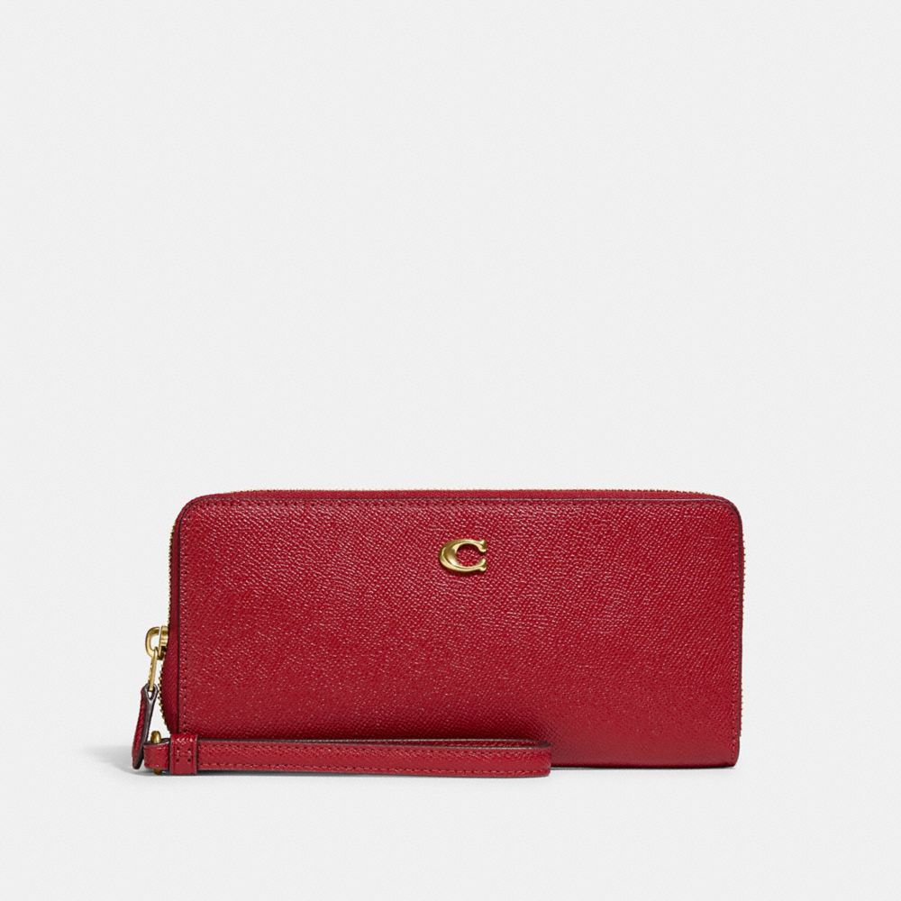 Coach Continental Wallet In Brass/brick Red