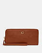 COACH®,CONTINENTAL WALLET,Crossgrain Leather,Mini,Brass/1941 Saddle,Front View