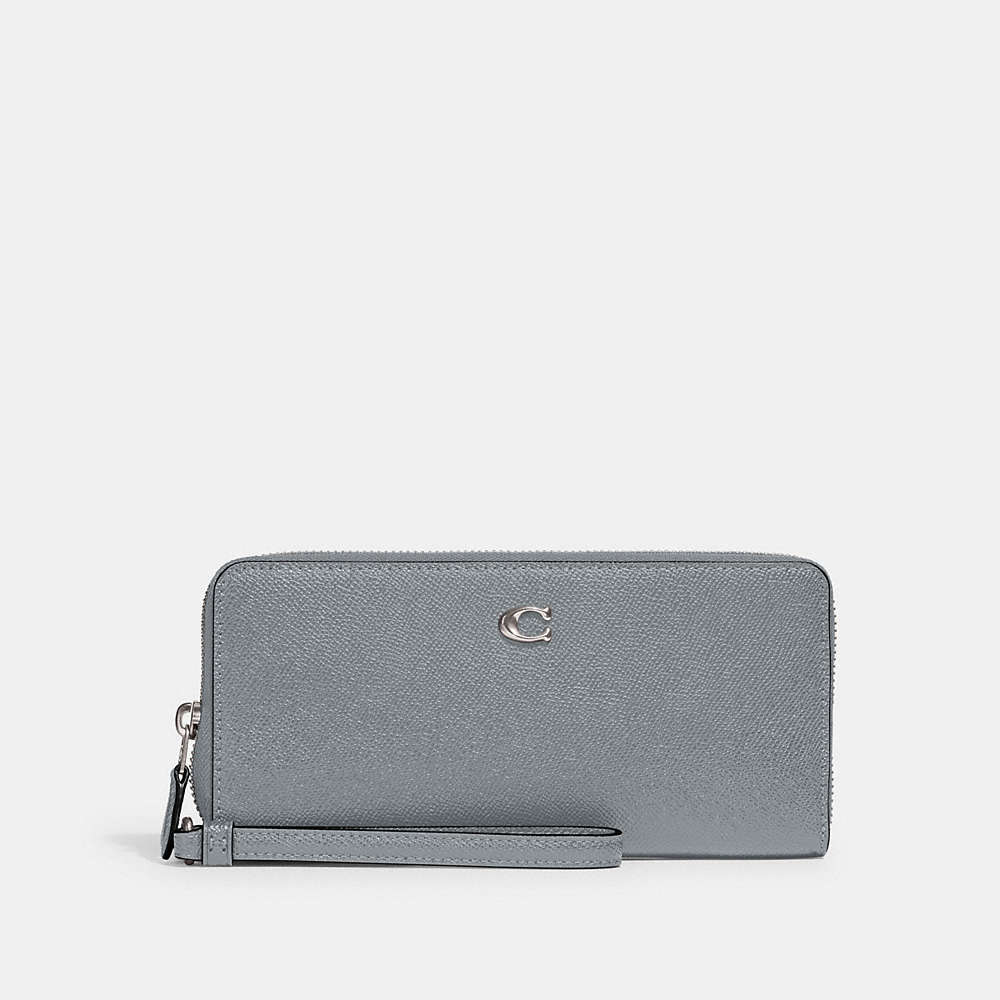 Coach Continental Wallet In Silver/grey Blue