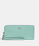 COACH®,CONTINENTAL WALLET,Crossgrain Leather,Mini,Silver/Faded Blue,Front View