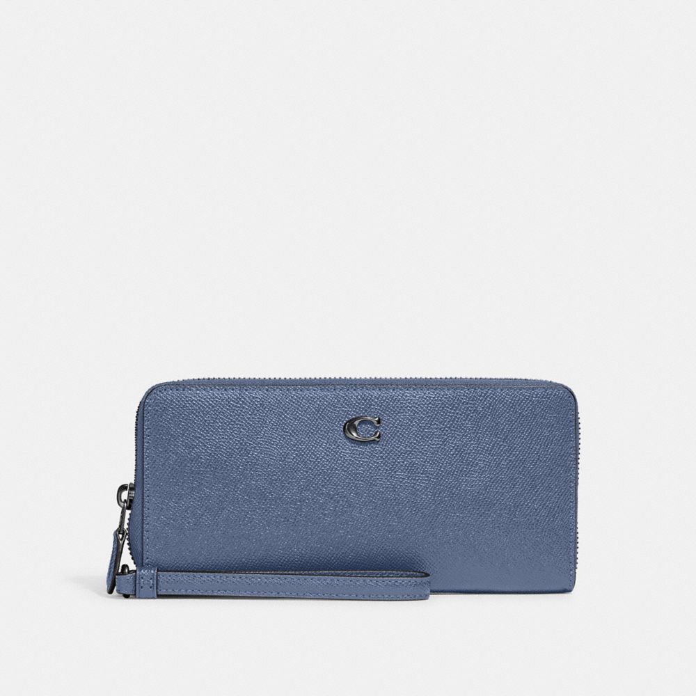 Coach Continental Wallet In Color<lsn_delimiter>pewter/washed Chambray