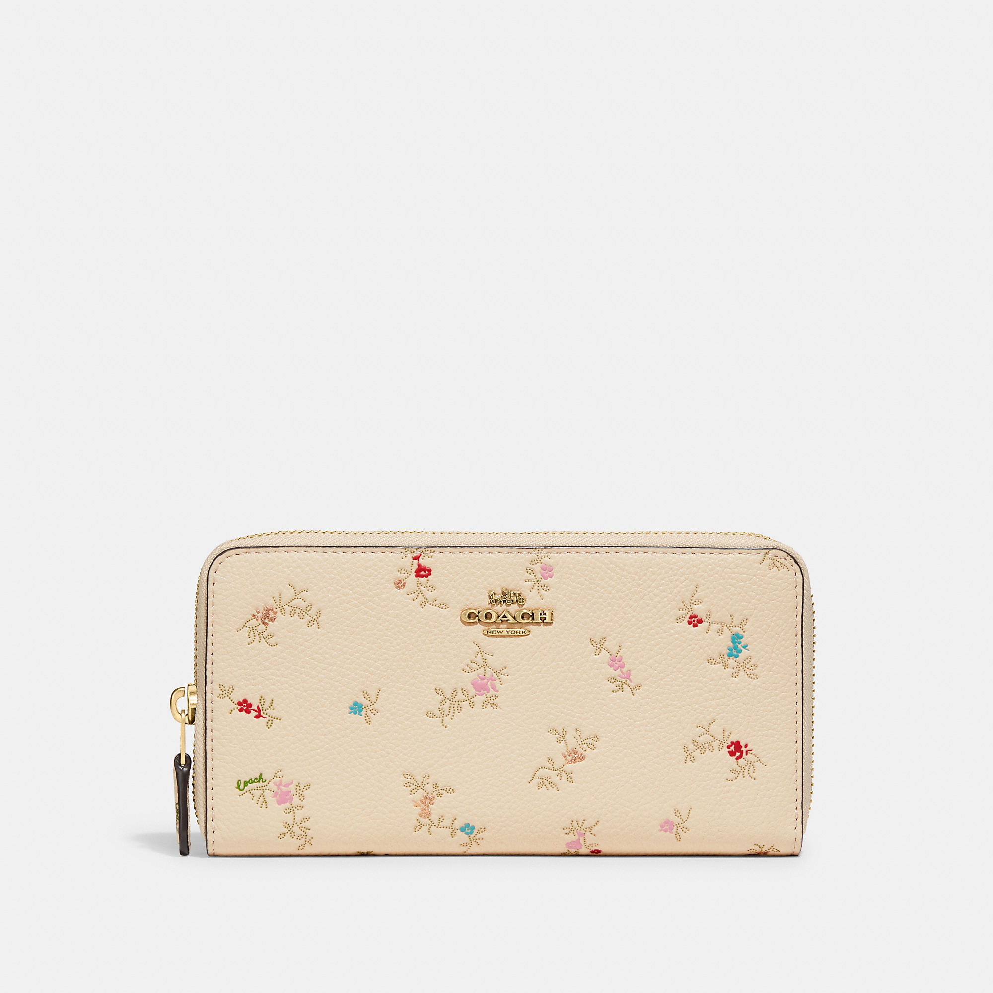 Coach Outlet Accordion Zip Wallet With Antique Floral Print In White