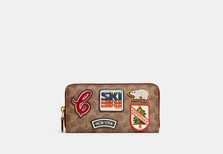 Accordion Zip Wallet In Signature Canvas With Patches