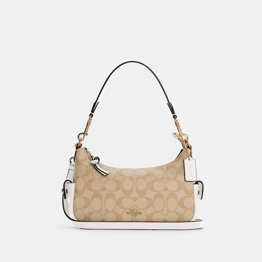 Coach Women's Pennie Shoulder Bag 25 In Signature Canvas In Gold/light Khaki Chalk ModeSens