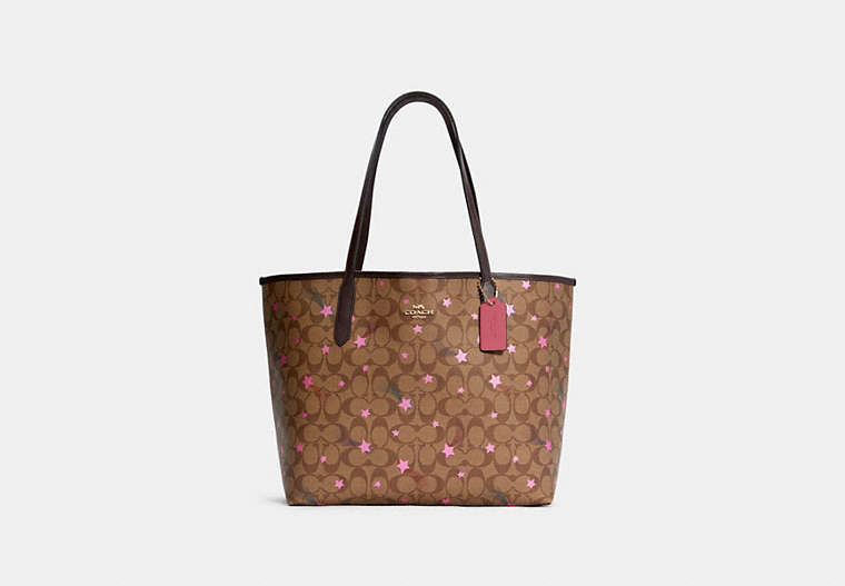City Tote In Signature Canvas With Disco Star Print image number 0