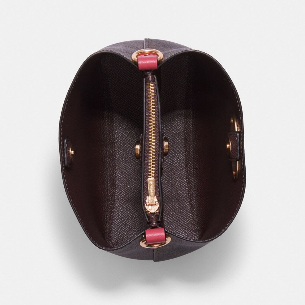 COACH®,Mini Town Bucket Bag In Signature Canvas,,Inside View,Top View
