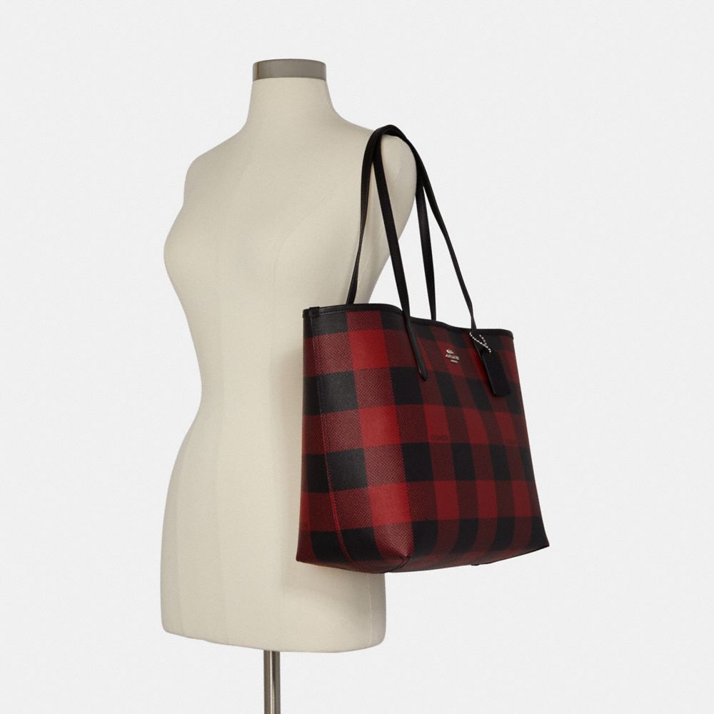 COACH® | City Tote With Buffalo Plaid Print