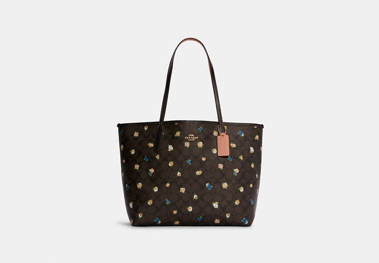 City Tote In Signature Canvas With Vintage Mini Rose Print image number 0
