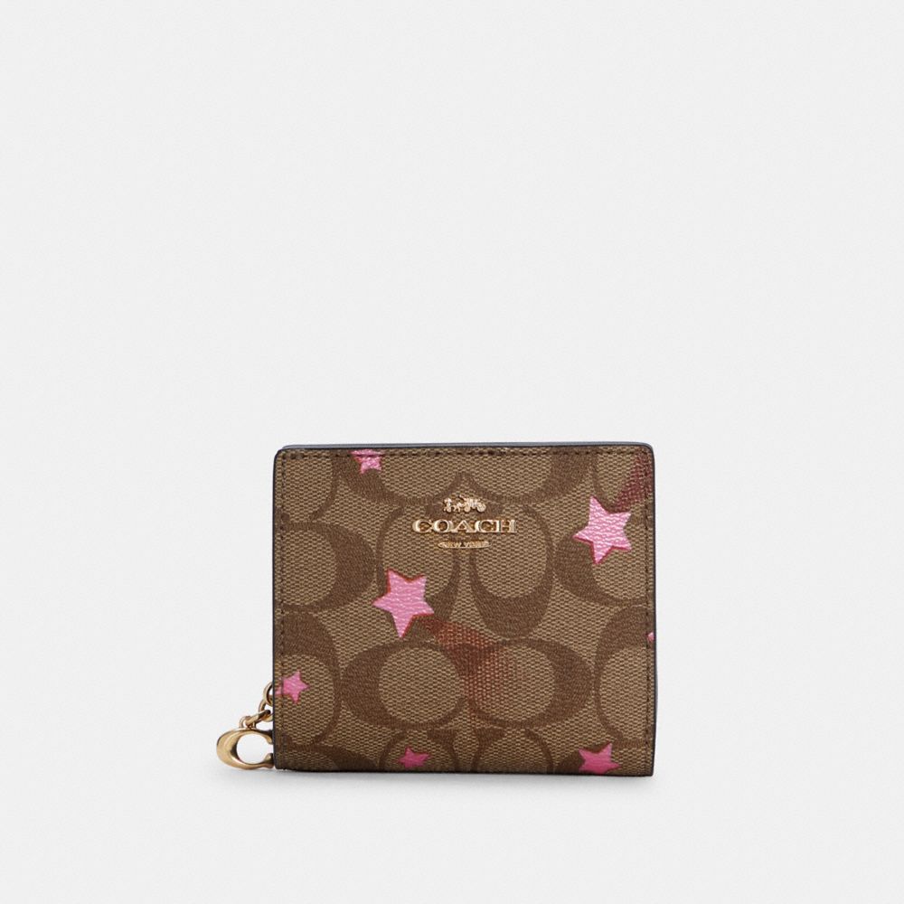 COACH® Snap Wallet In Signature Canvas With Disco Star Print