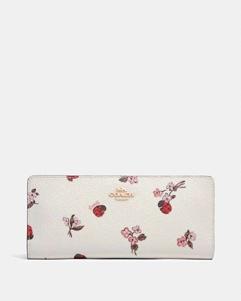 Slim Wallet With Ladybug Floral Print