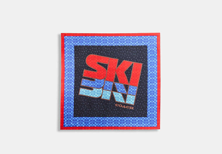 Ski Graphic Signature Print Silk Square Scarf image number 0