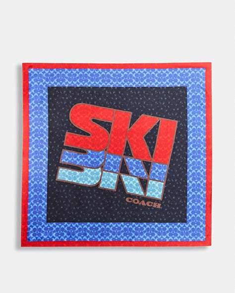 Ski Graphic Signature Print Silk Square Scarf