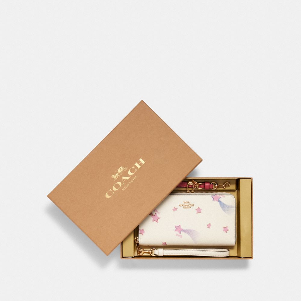 Boxed Long Zip Around Wallet With Disco Star Print image number 0