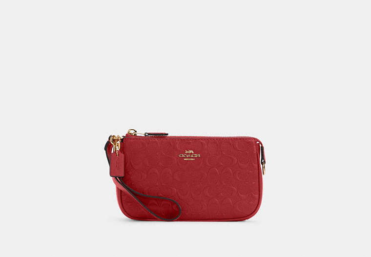 COACH®,NOLITA 19 IN SIGNATURE LEATHER,Smooth Calf Leather,Mini,Gold/1941 Red,Front View