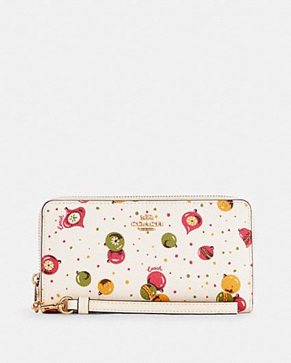 COACH® | Long Zip Around Wallet In Signature Canvas With Racquet Print