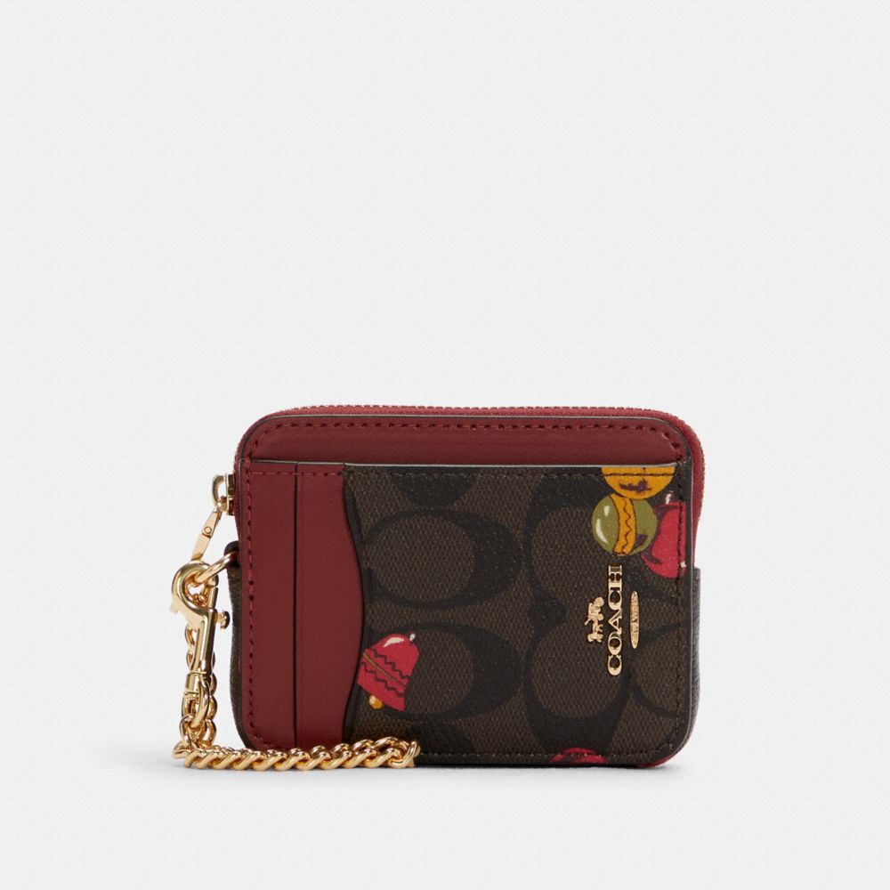 COACH® Zip Card Case In Signature Canvas With Ornament Print