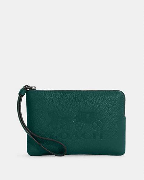 Corner Zip Wristlet With Horse And Carriage