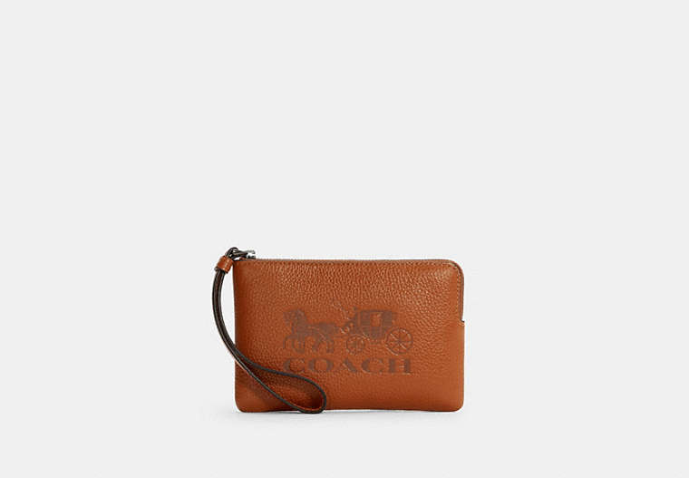 Corner Zip Wristlet With Horse And Carriage image number 0