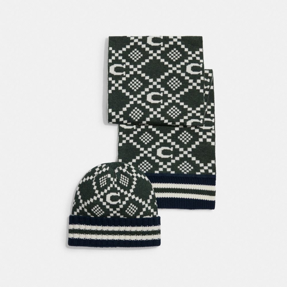 COACH® | Jacquard Hat And Scarf Set