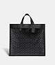 COACH®,FIELD TOTE 40 IN SIGNATURE CANVAS,Canvas/Smooth Leather,Extra Large,Black Copper/Charcoal,Front View