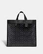 COACH®,FIELD TOTE 40 IN SIGNATURE CANVAS,Canvas/Smooth Leather,Extra Large,Black Copper/Charcoal,Front View