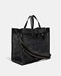 COACH®,FIELD TOTE 40 IN SIGNATURE CANVAS,Canvas/Smooth Leather,Extra Large,Black Copper/Charcoal,Angle View