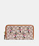 COACH®,ACCORDION ZIP WALLET IN SIGNATURE TEXTILE JACQUARD WITH PENGUIN MOTIF,Brass/Cocoa Burnished Amb,Front View