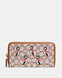 COACH®,ACCORDION ZIP WALLET IN SIGNATURE TEXTILE JACQUARD WITH PENGUIN MOTIF,Brass/Cocoa Burnished Amb,Front View