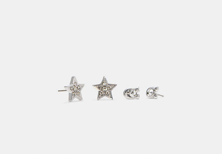 COACH®,SIGNATURE AND PAVE STAR STUD EARRINGS SET,n/a,Silver,Front View
