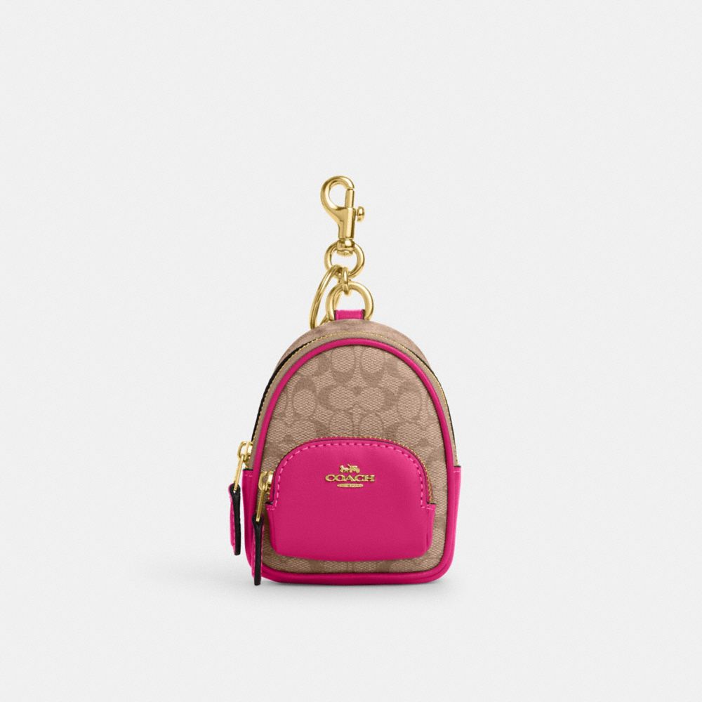 COACH® Mini Court Backpack Bag Charm In Signature Canvas