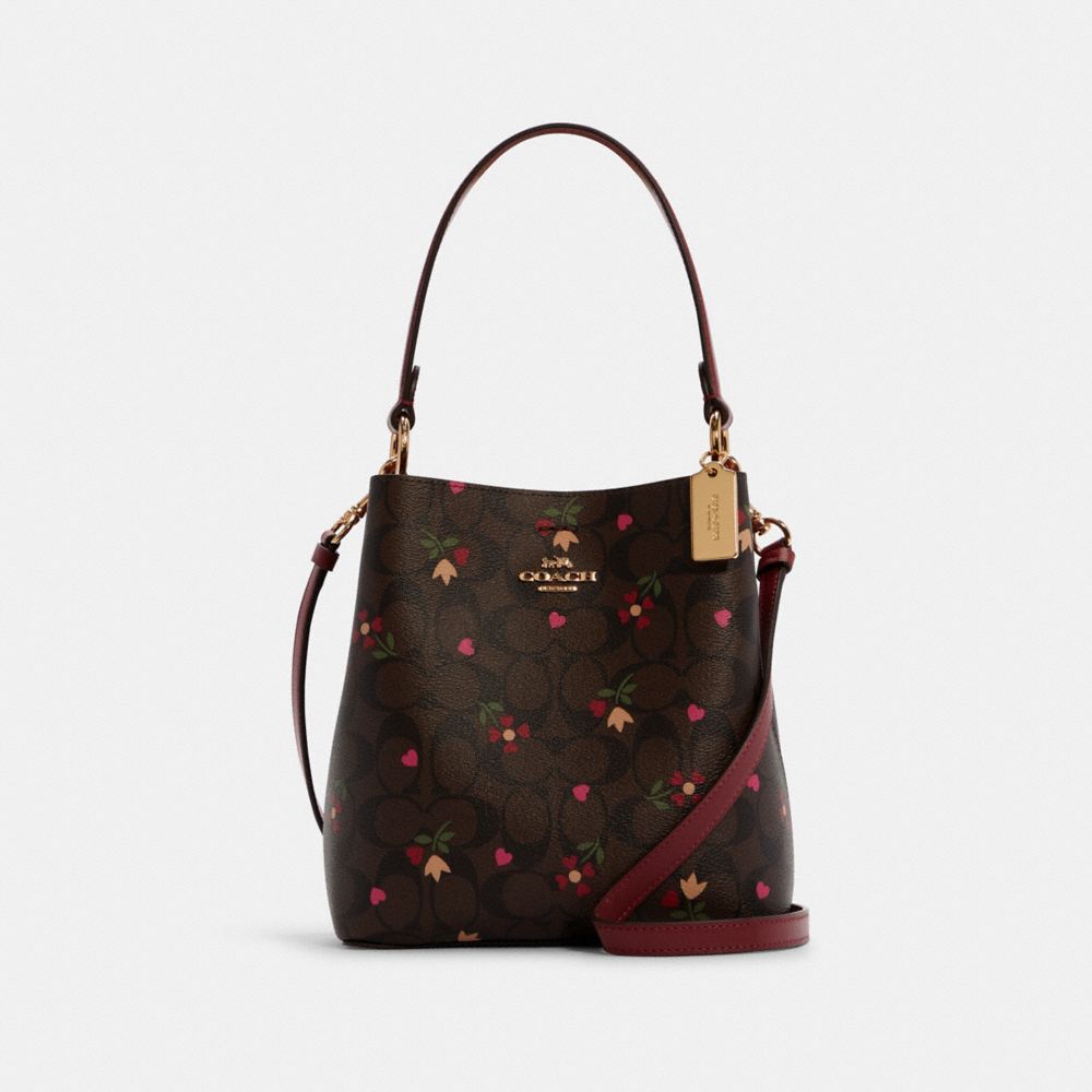 Coach Women's Small Town Bucket Bag In Signature Canvas With Heart