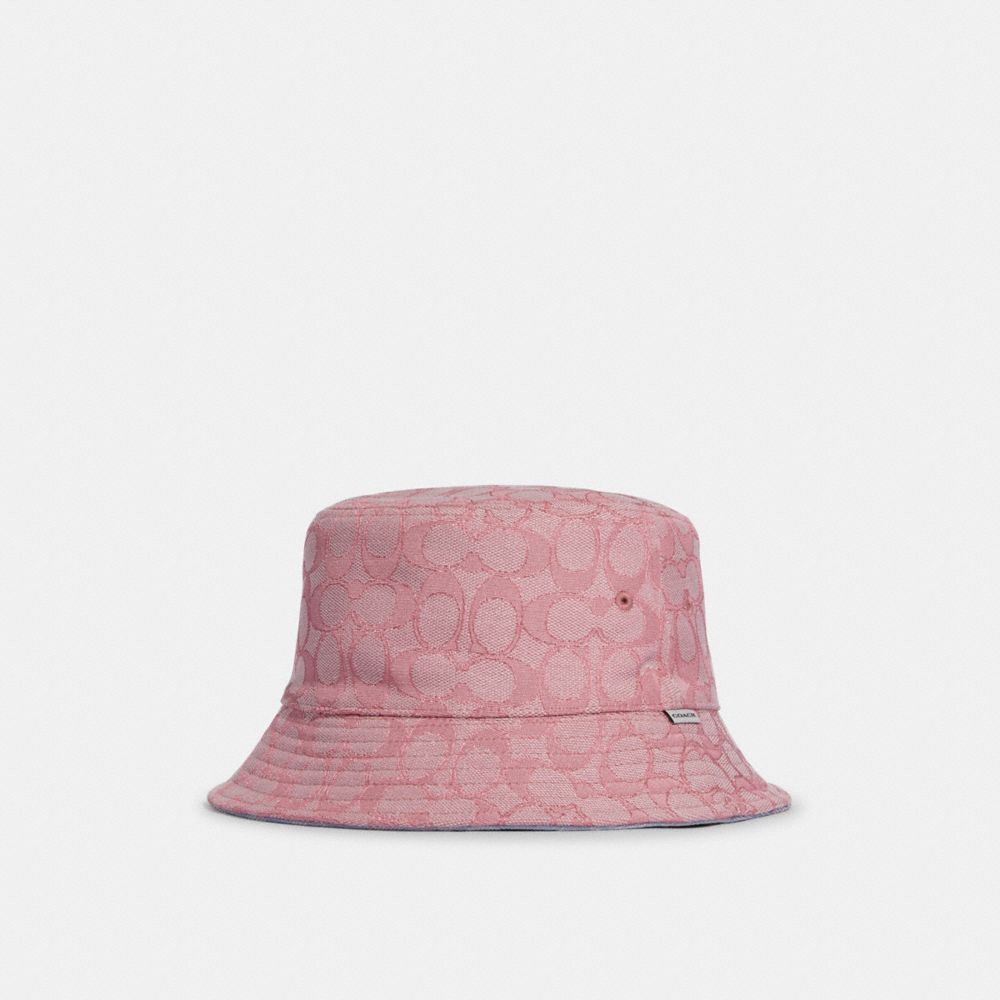 Coach Women's Reversible Bucket Hat In Signature Jacquard In Pink Blue