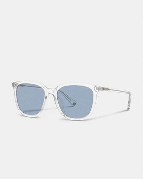 COACH®,SIGNATURE ROUND SUNGLASSES,Clear/ Blue,Front View