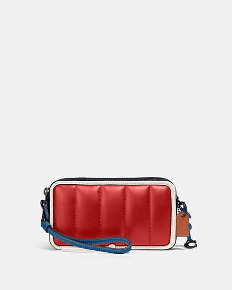 COACH®,KIRA CROSSBODY WITH COLORBLOCK QUILTING,Nappa leather,Mini,Pewter/Candy Apple Multi,Front View